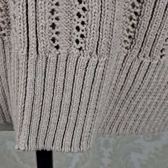 Joie Size Medium Tan Sleeveless V-neck Open Weave Pullover Sweater Cotton/Poly - Picture 4 of 12